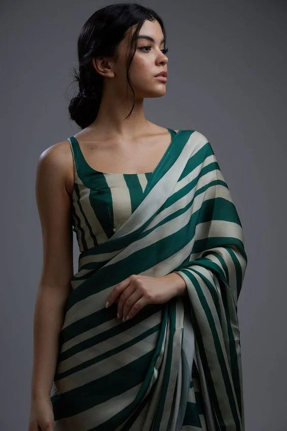 Striped Elegance Saree Blouse