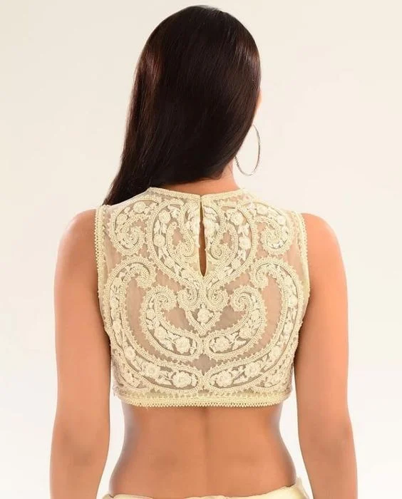 High Neck with Embroidery Blouse