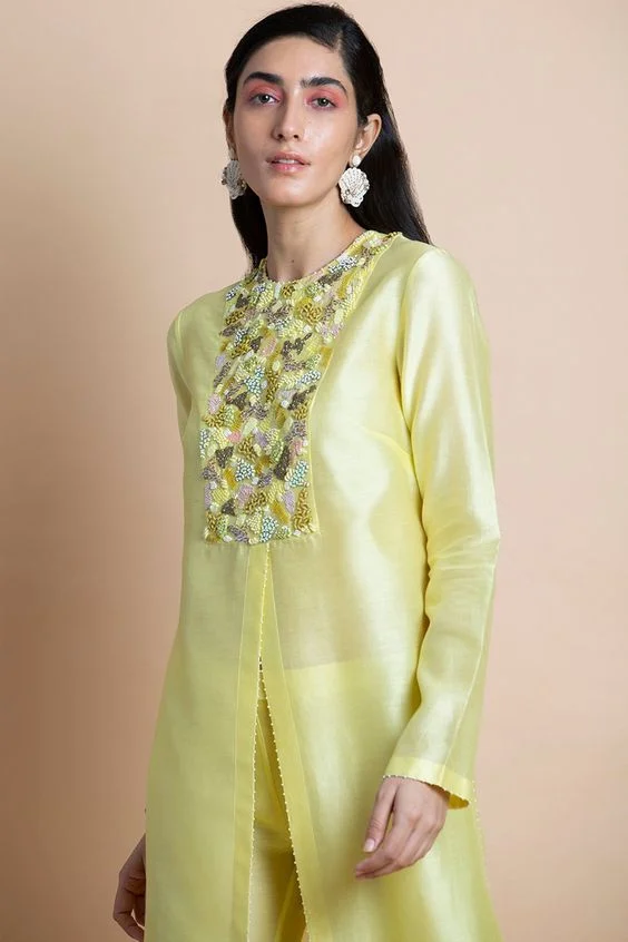 High Suit Neck with Embroidered Yoke