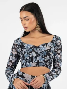 Floral full sleeve blouse design