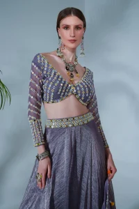 Mirror-Work lehenga blouse design