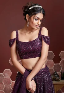 Off-Shoulder Sleeves blouse design for lehenga