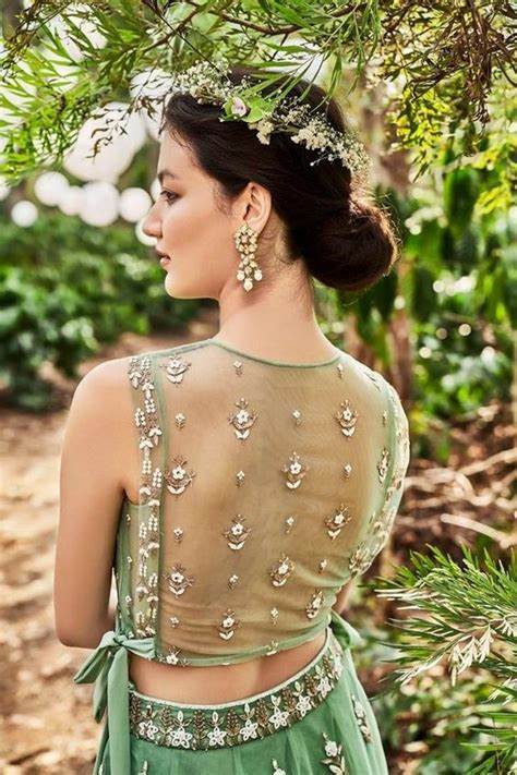 Net Blouse Boat Neck Modern Lehenga Blouse Designs