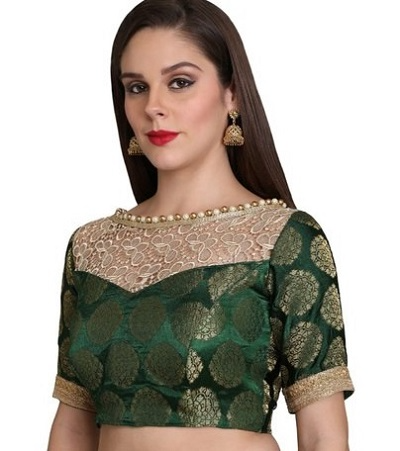 Sleeve Boat Neck Modern Lehenga Blouse Designs