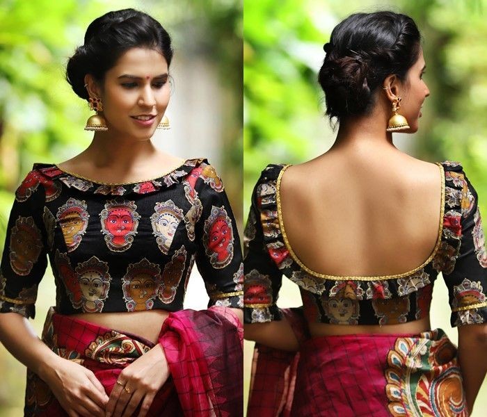 Boat Neck Blouse Designs Front and Back for Lehenga