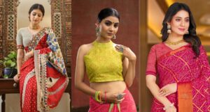 Read more about the article 8+Trendy Bandhani Saree Blouse Designs | Blouse Ideas for Saree