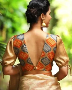 Deep V-Neck Paithani Blouse