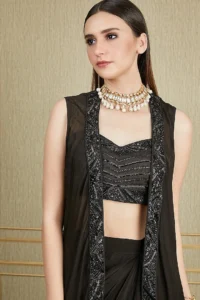 High-Low  Black  Saree Blouse