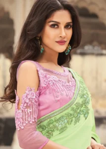 Cold Shoulder Tissue Saree Blouse