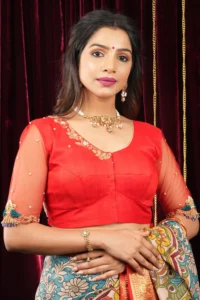 Silk U-Neck Blouse Design