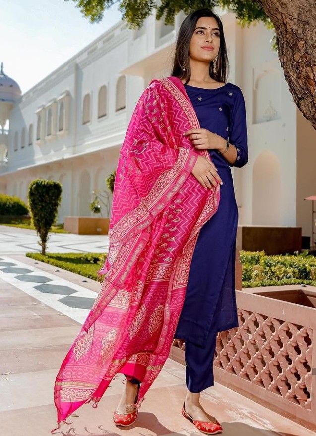 Pink and Blue Kurti Designs