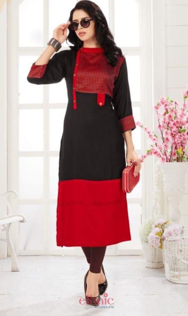 Red and Black Kurti Designs