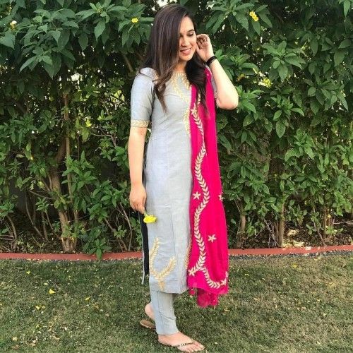 Pink and Grey Kurti Designs